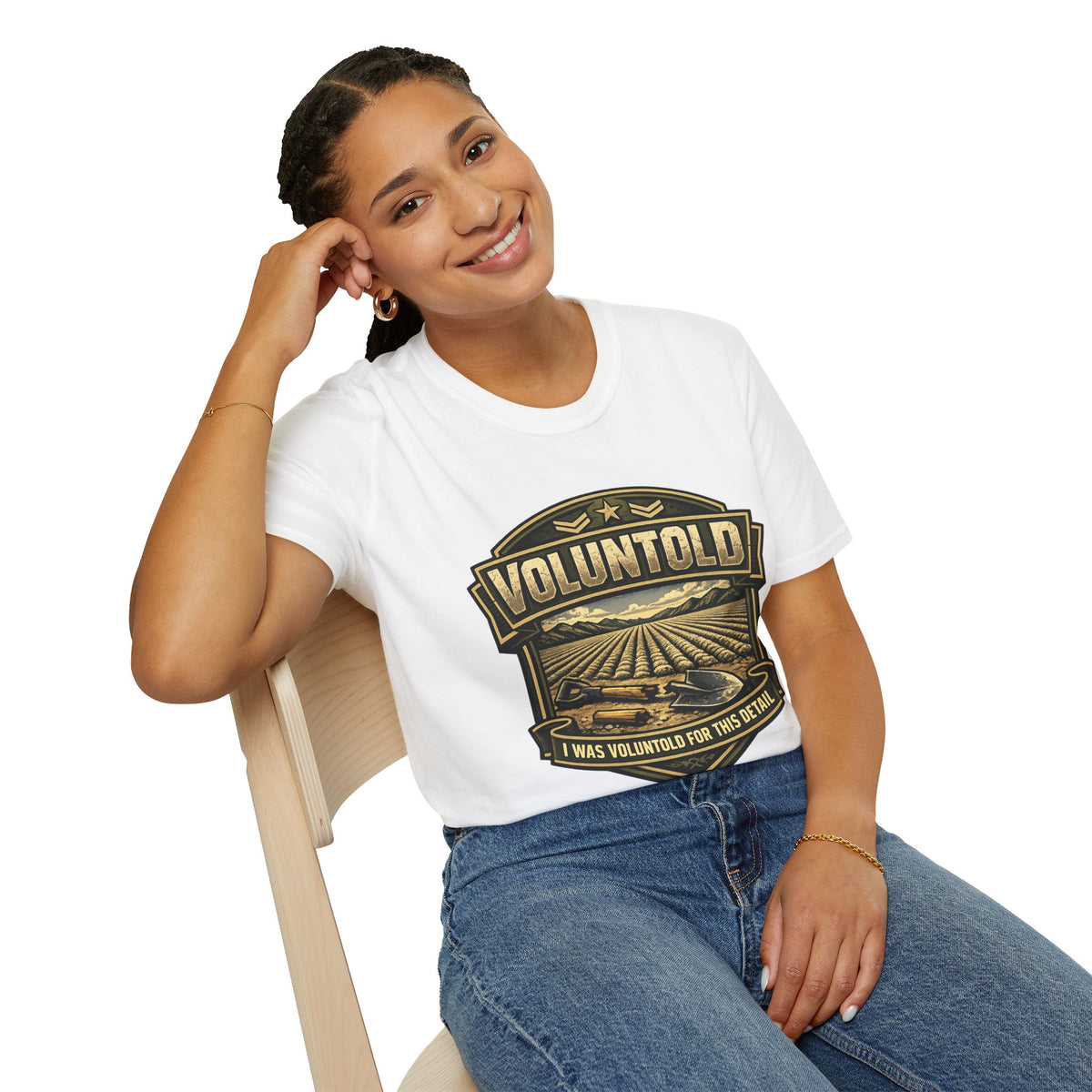 T-Shirt — "Voluntold" Farm Vintage Emblem Tee