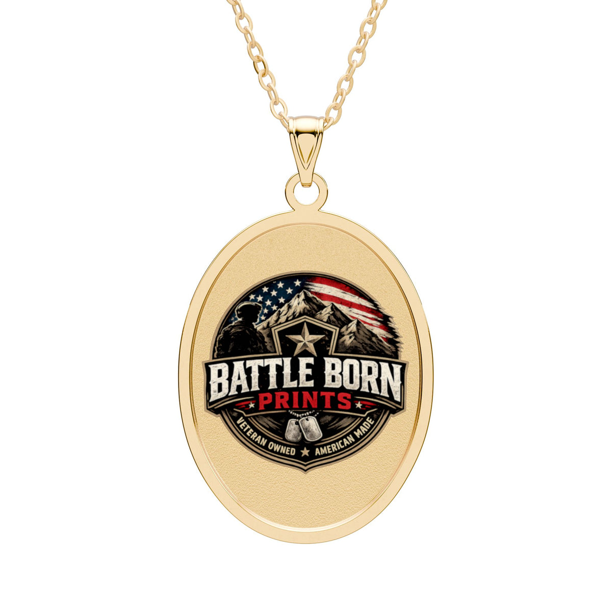Oval Pendant Necklace — "Battle Born Prints"