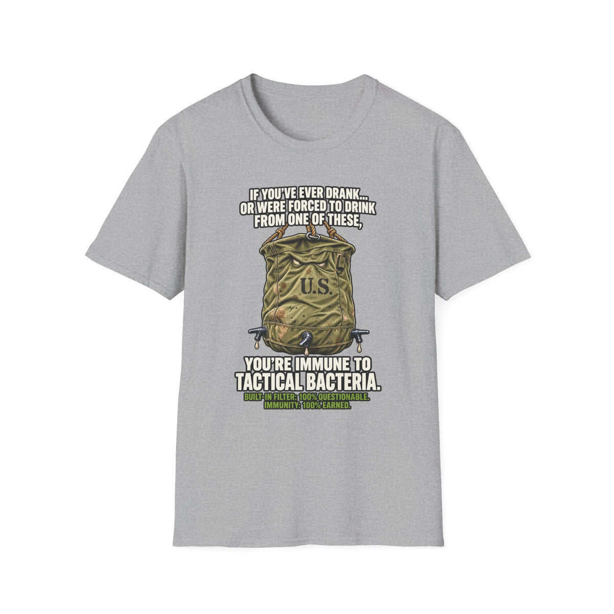Military Humor T-Shirt – Tactical Canteen Tee for Outdoor Adventures
