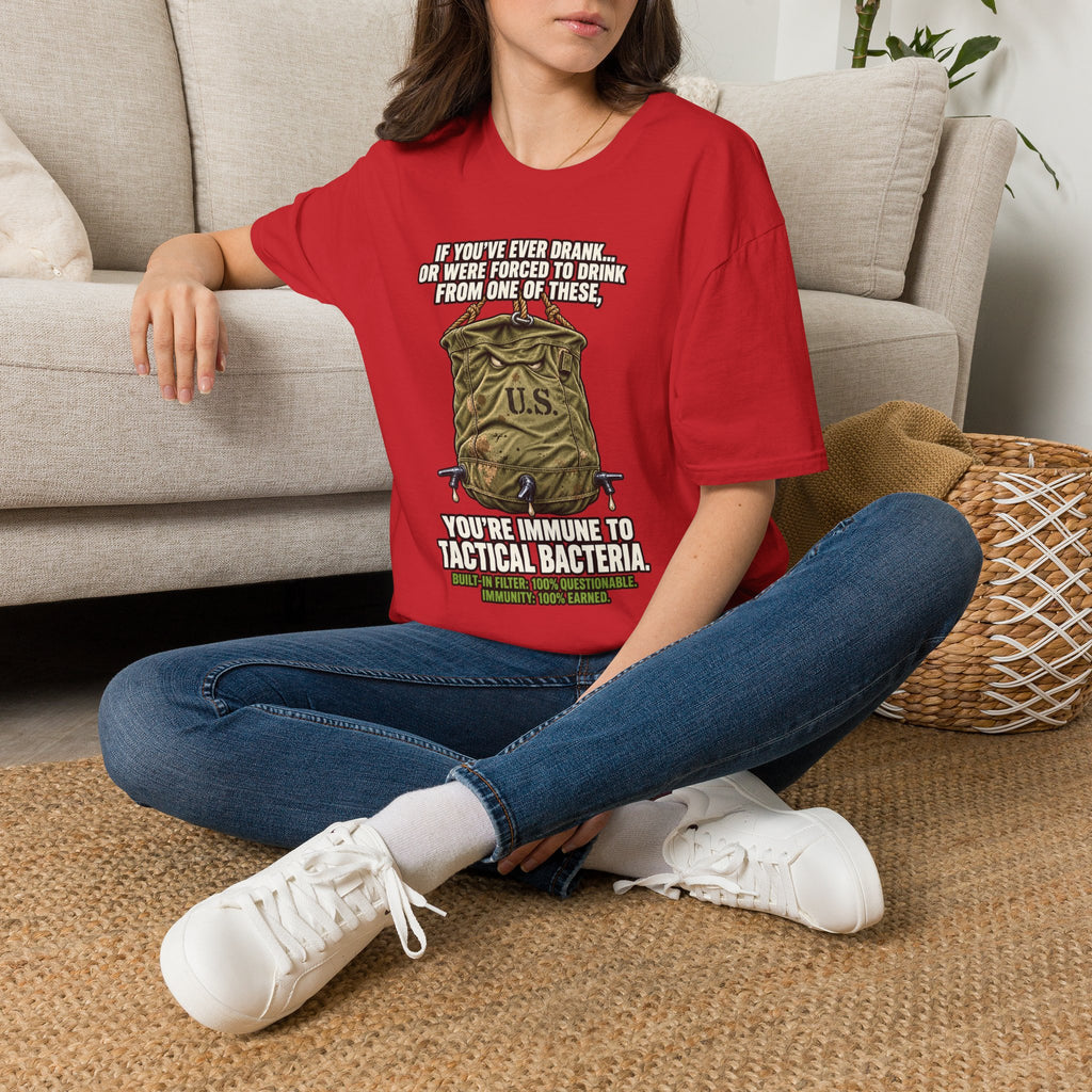 Military Humor T-Shirt – Tactical Canteen Tee for Outdoor Adventures