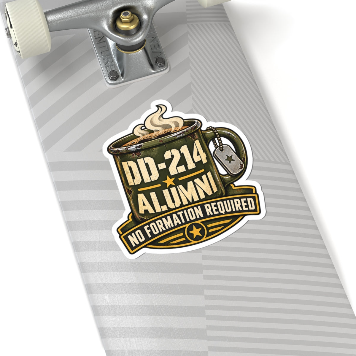 DD-214 Alumni Military Coffee Sticker — "No Formation Required" Kiss-Cut Sticker - Battle Born Prints