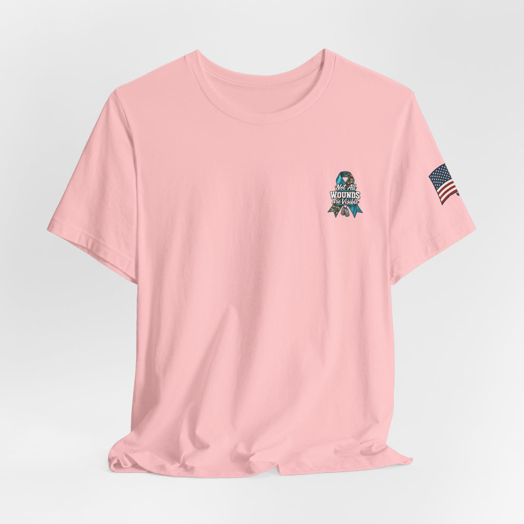 Military PTSD Awareness Tee – Support Veterans Ribbon Graphic Shirt