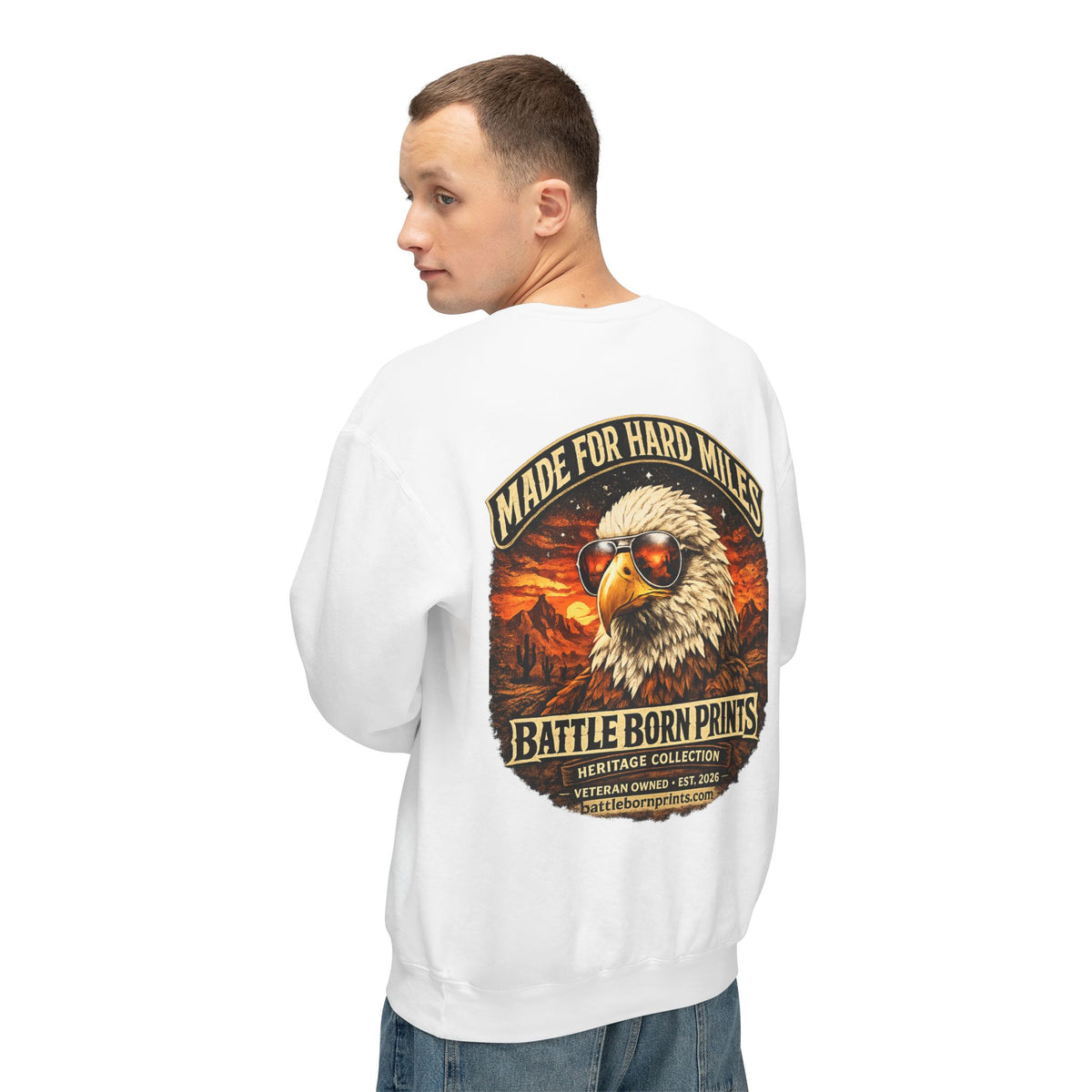 Battle Born Prints Heritage Collection "Made for Hard Miles" Crewneck Sweatshirt