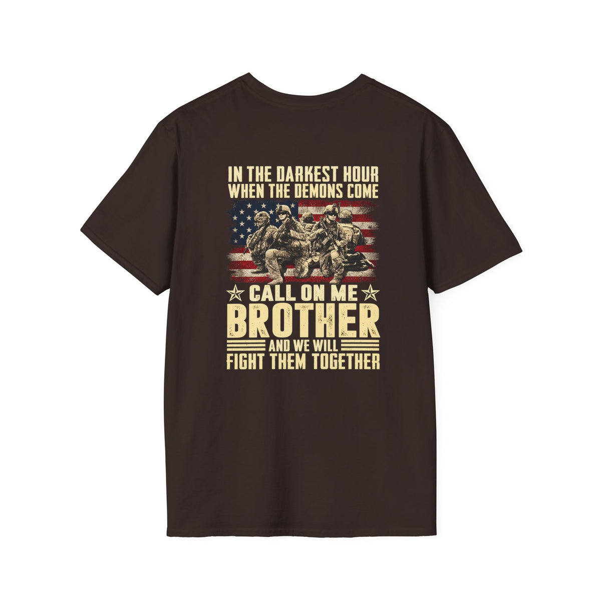 T-Shirt — "Call On Me Brother" Military Brotherhood Flag Graphic - Battle Born Prints