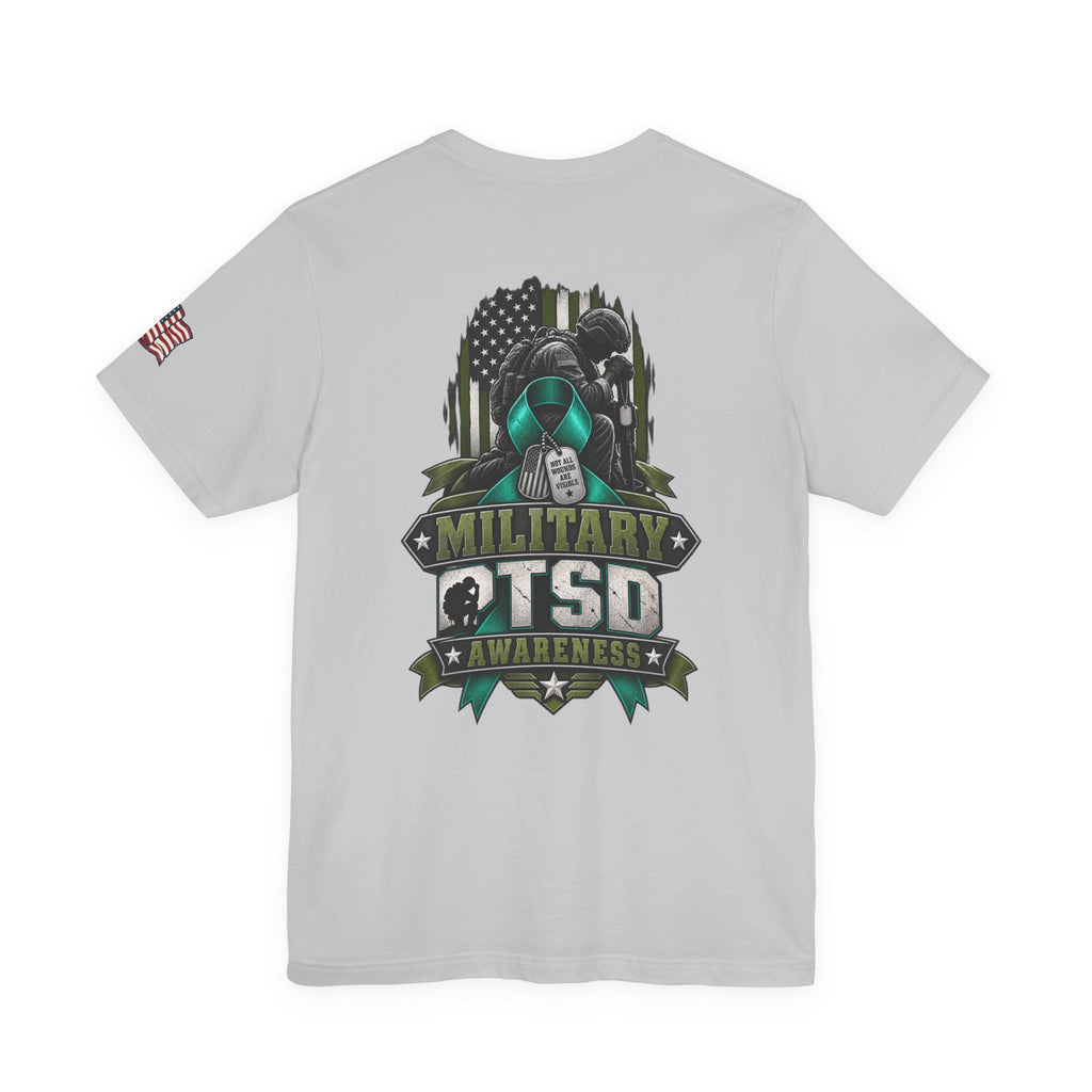 Military PTSD Awareness Tee – Support Veterans Ribbon Graphic Shirt