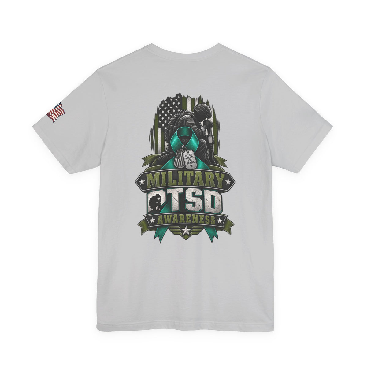 Military PTSD Awareness Tee – Support Veterans Ribbon Graphic Shirt
