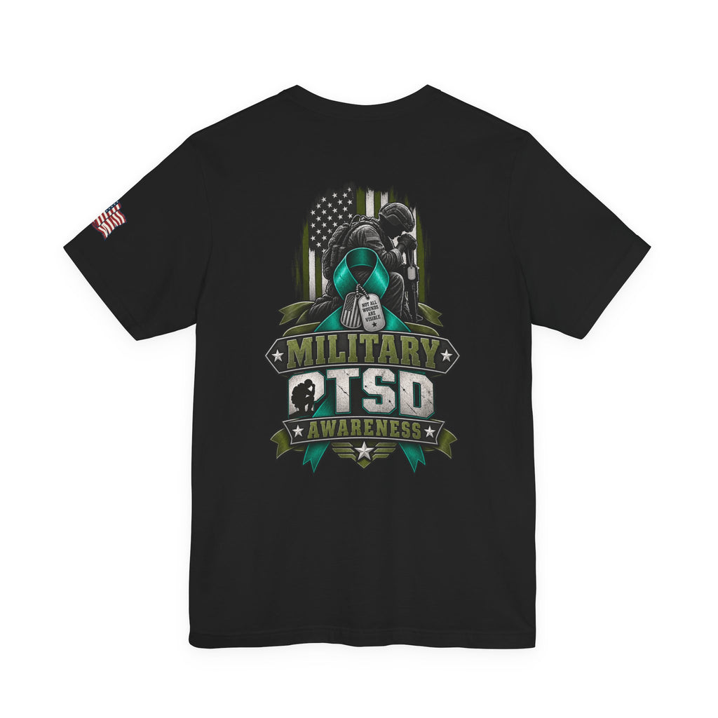 Military PTSD Awareness Tee – Support Veterans Ribbon Graphic Shirt