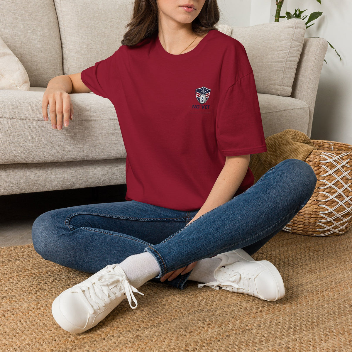 T-Shirt — "No Vet, Left Offline" American Flag Shield Veteran Tee