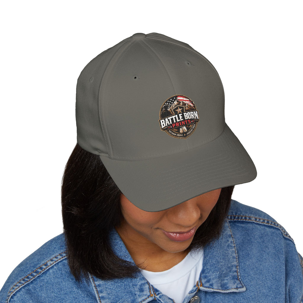 Battle Born Prints FlexFit Embroidered Cap — American Flag Patch Hat