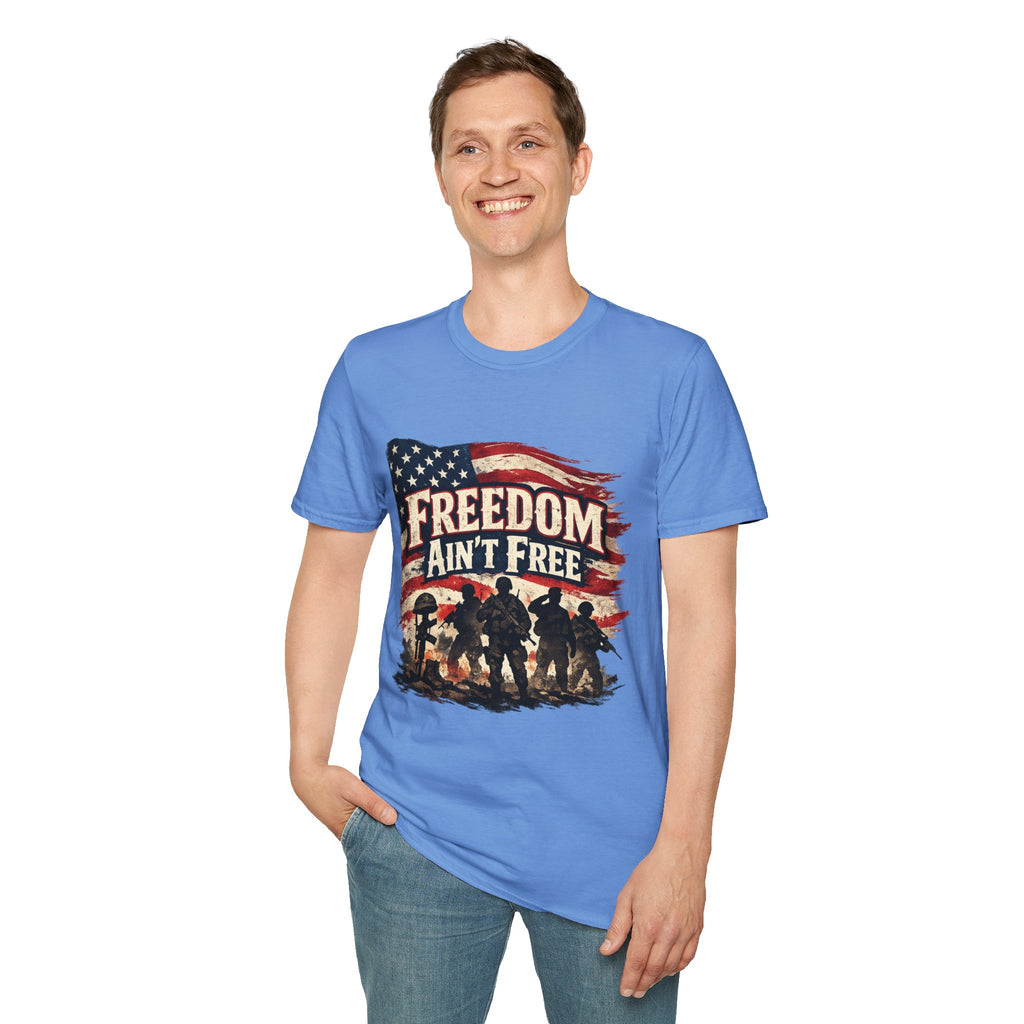 Freedom Ain't Free T-Shirt — Patriotic American Flag & Soldier Memorial Tee