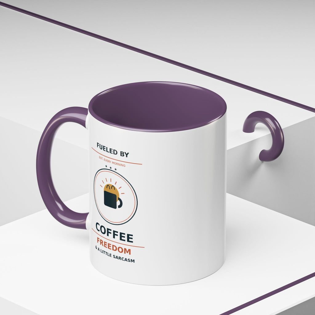 Coffee Mug - "Fueled by Coffee, Freedom & a Little Sarcasm" Accent Ceramic Mug - Battle Born Prints