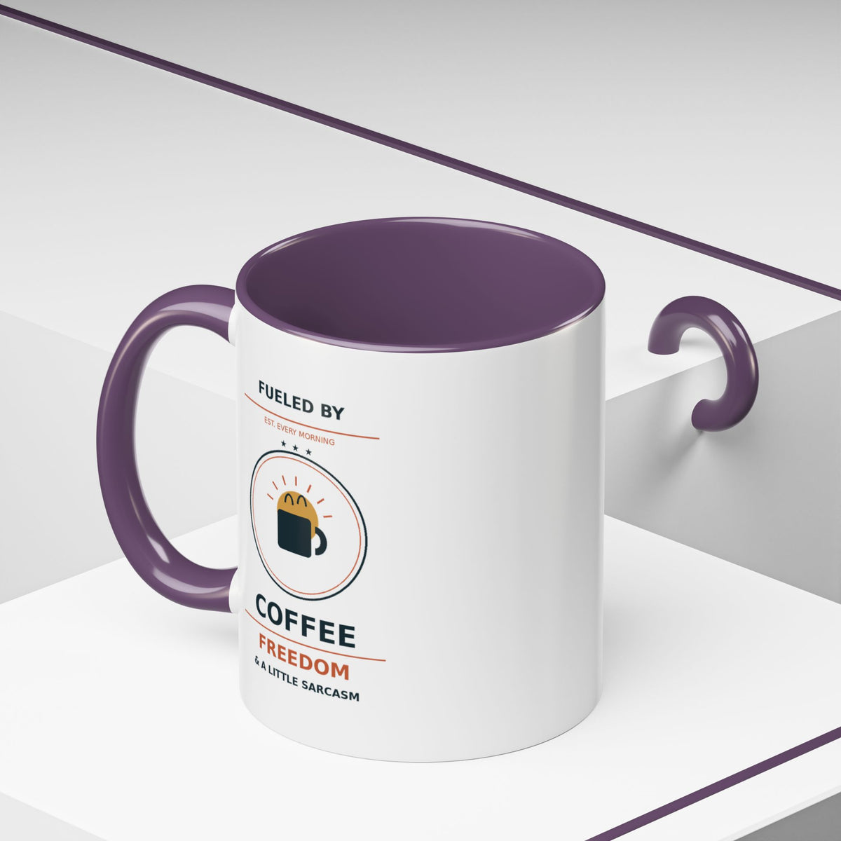 Coffee Mug - "Fueled by Coffee, Freedom & a Little Sarcasm" Accent Ceramic Mug - Battle Born Prints