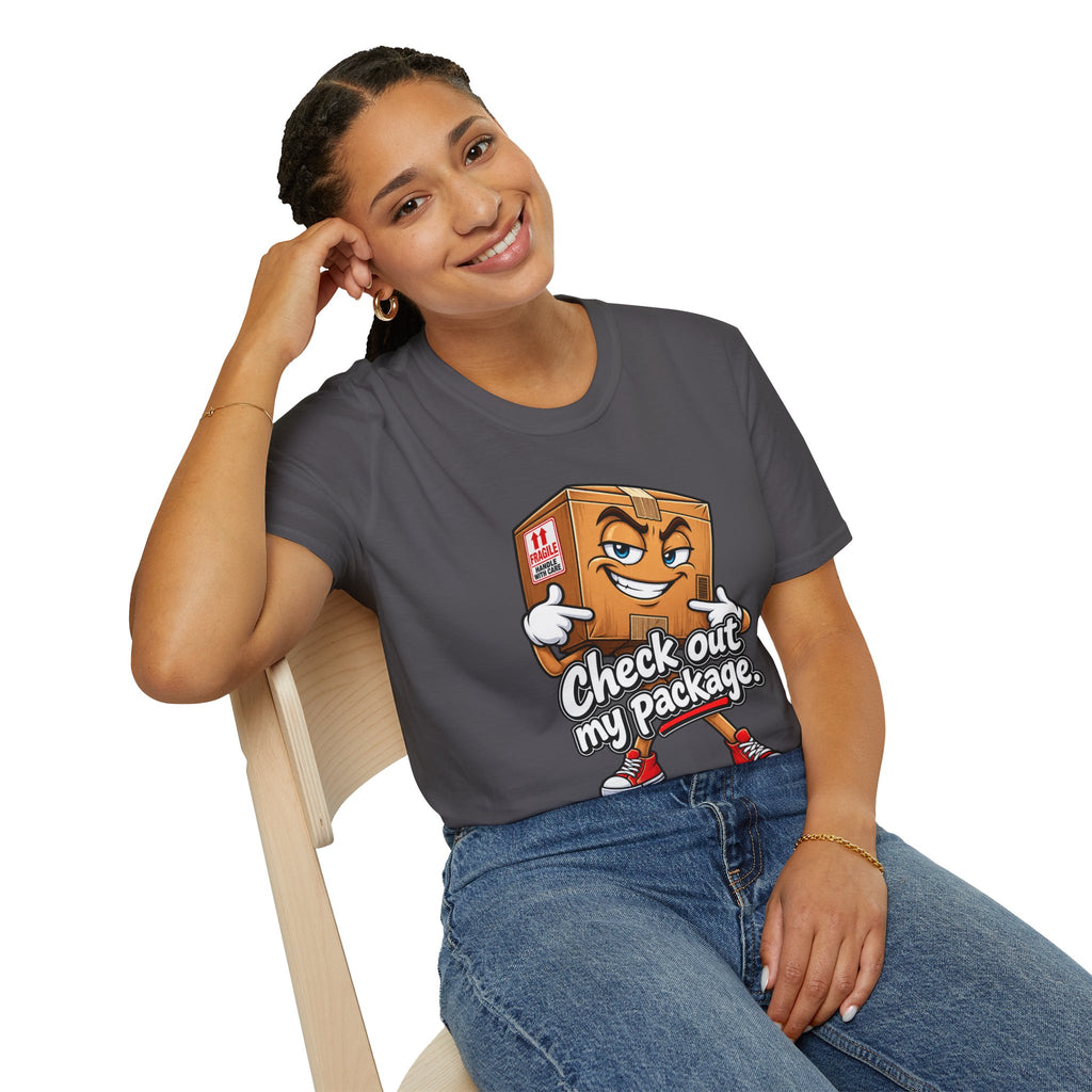 Check Out My Package T-Shirt — Funny Cartoon Box Graphic Tee