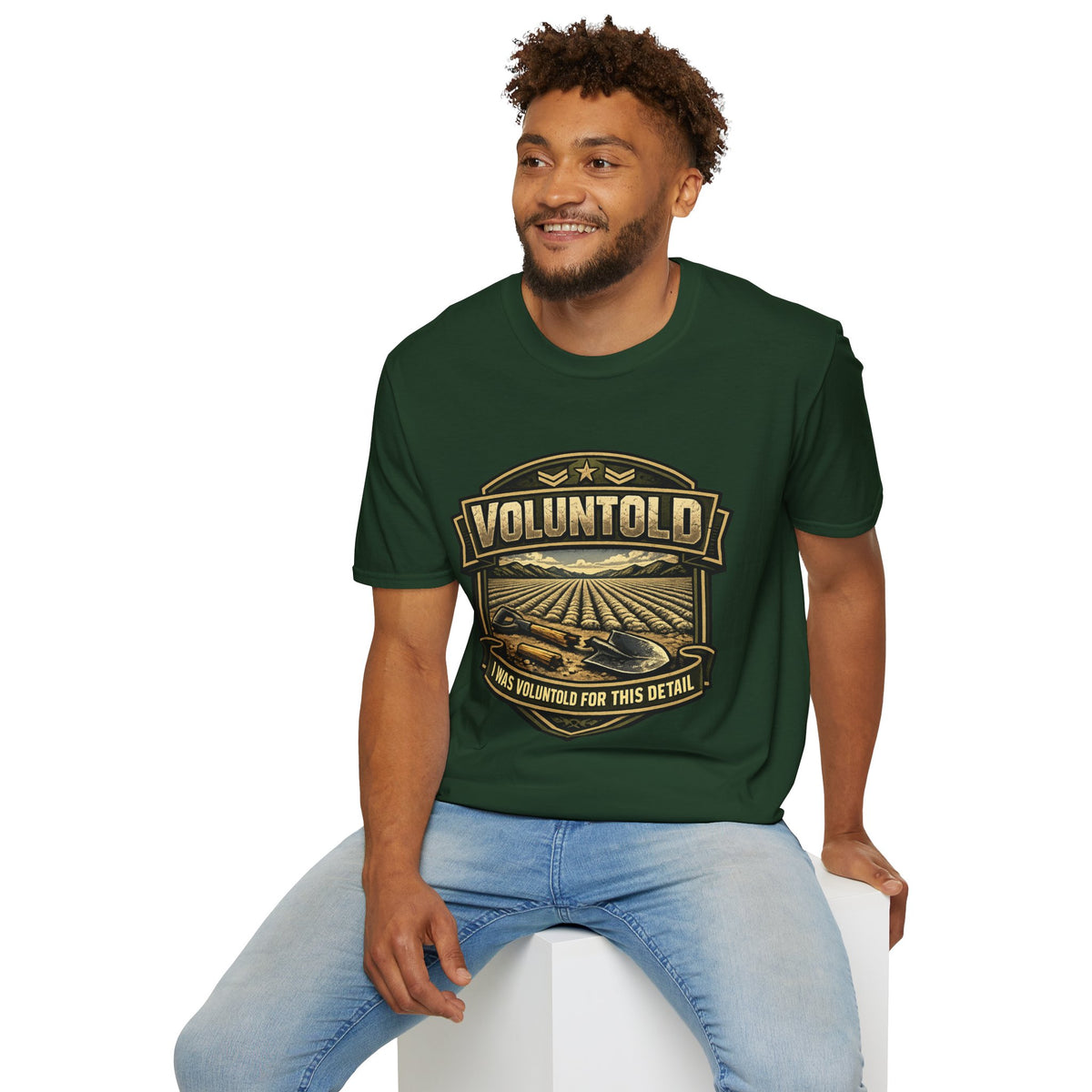 T-Shirt — "Voluntold" Farm Vintage Emblem Tee