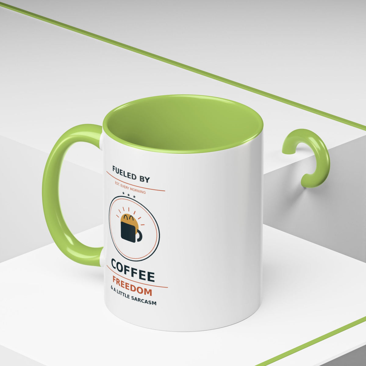 Coffee Mug - "Fueled by Coffee, Freedom & a Little Sarcasm" Accent Ceramic Mug - Battle Born Prints