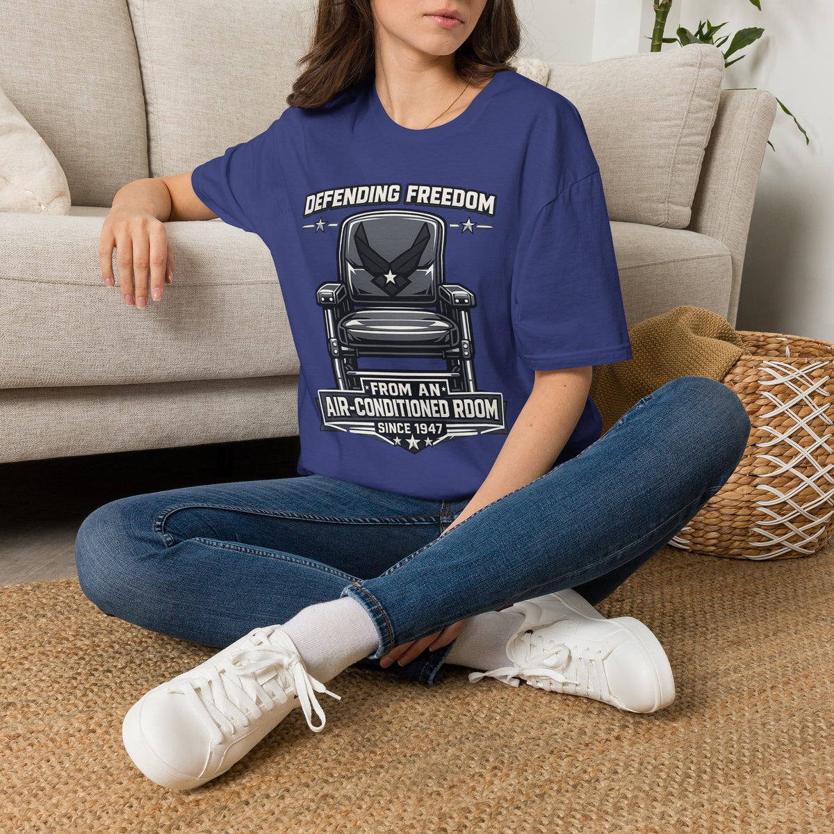 Defending Freedom Chair Force Veteran T-Shirt — "Defending Freedom from an Air-Conditioned Room"