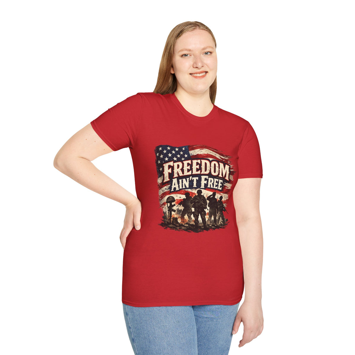 Freedom Ain't Free T-Shirt — Patriotic American Flag & Soldier Memorial Tee