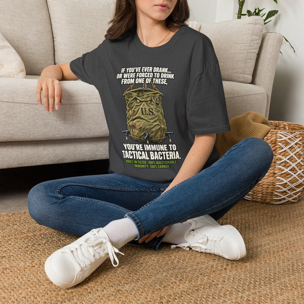 Military Humor T-Shirt – Tactical Canteen Tee for Outdoor Adventures