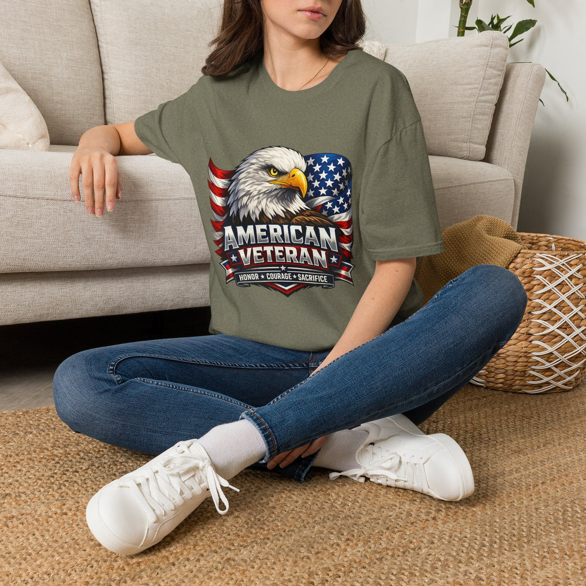 American Veteran Eagle T-Shirt — Patriotic USA Flag Tee