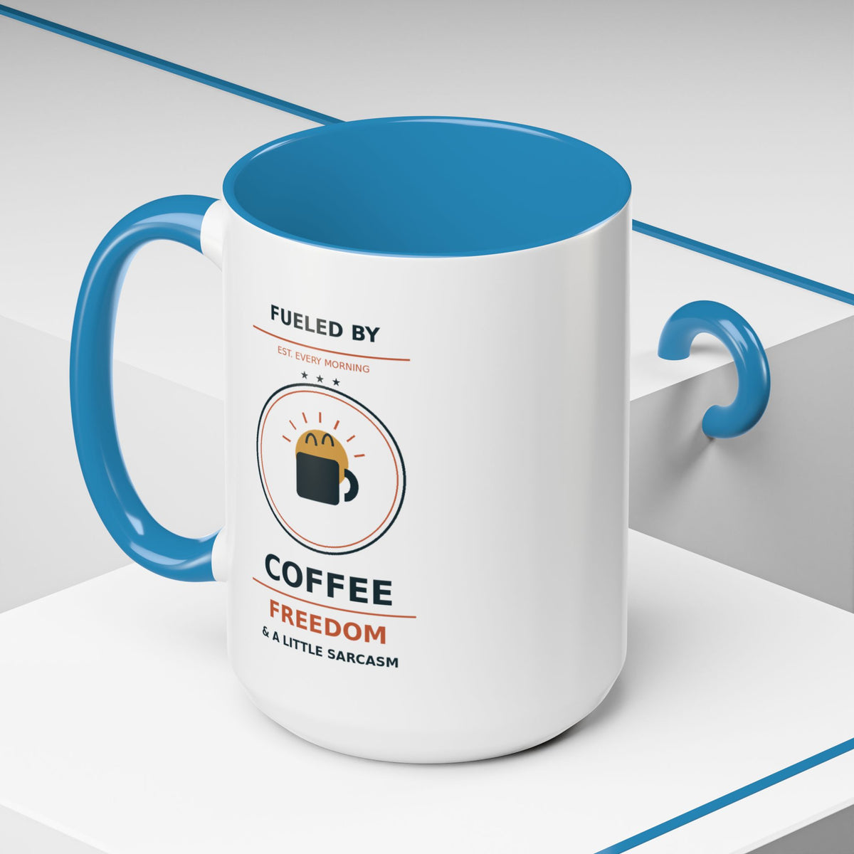 Coffee Mug - "Fueled by Coffee, Freedom & a Little Sarcasm" Accent Ceramic Mug - Battle Born Prints
