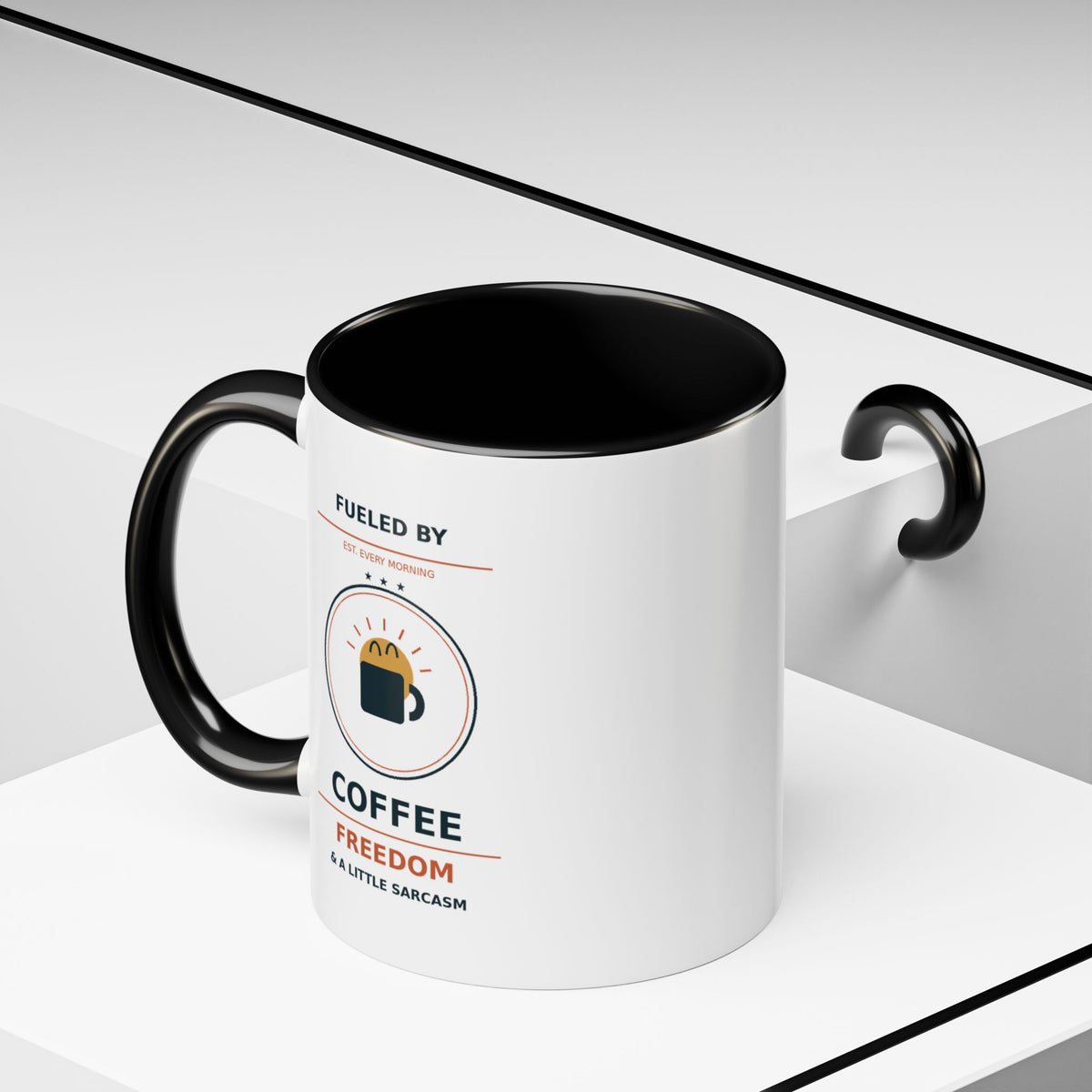 Coffee Mug - "Fueled by Coffee, Freedom & a Little Sarcasm" Accent Ceramic Mug - Battle Born Prints
