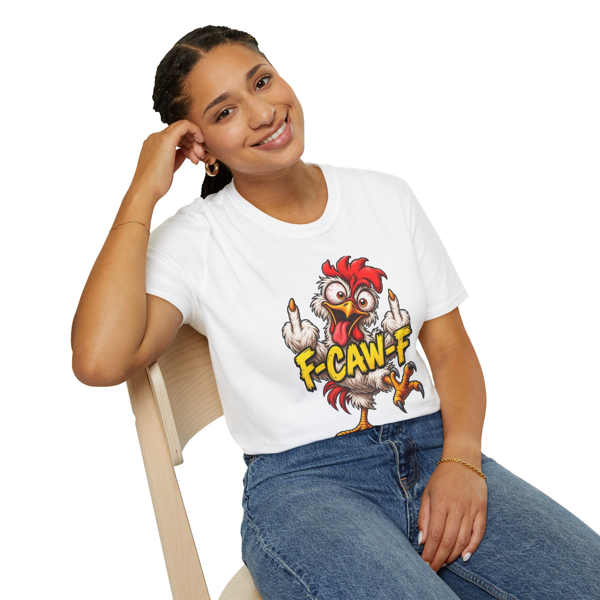 F-CAW-F Funny Chicken T-Shirt – Cheeky Middle Finger Rooster Graphic Tee