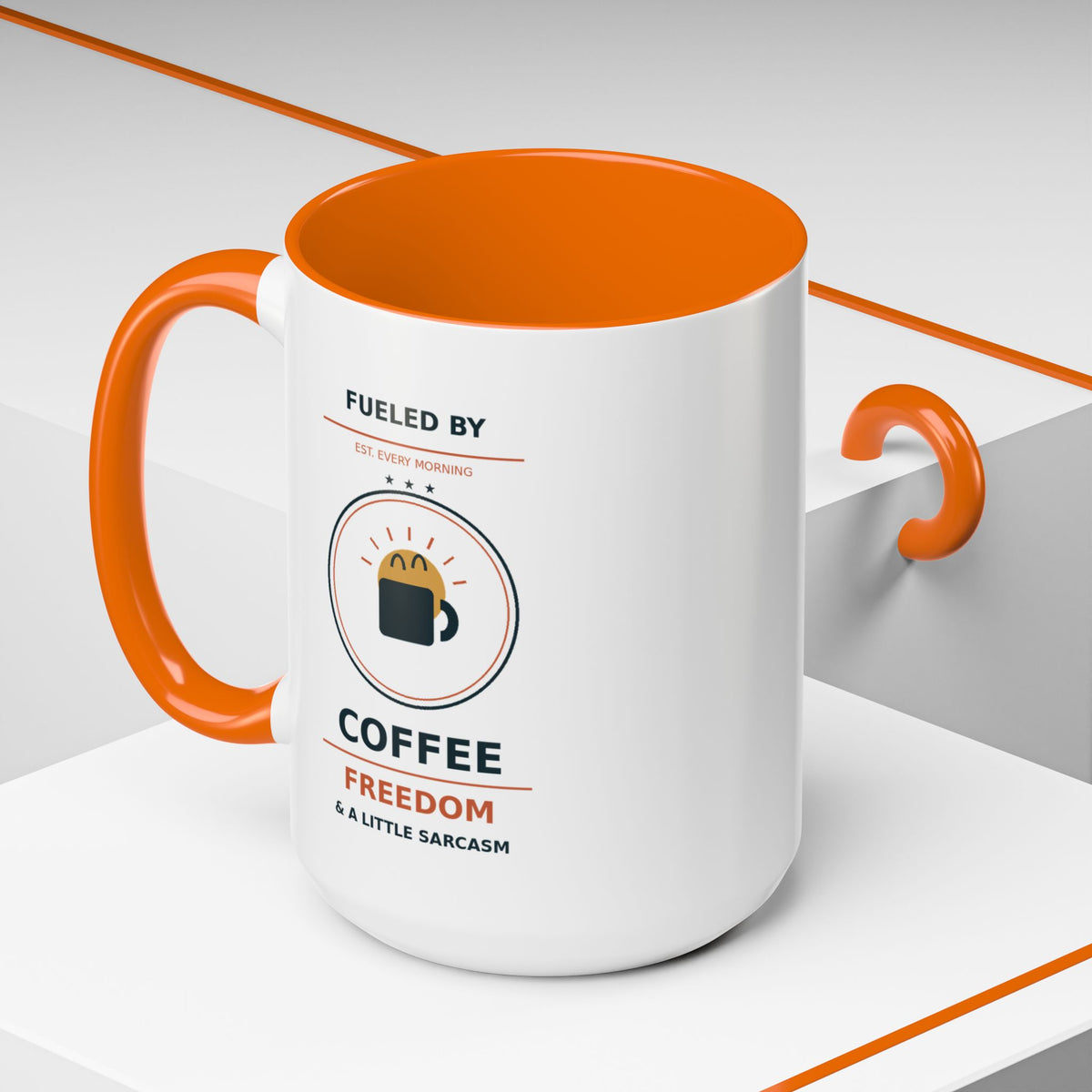 Coffee Mug - "Fueled by Coffee, Freedom & a Little Sarcasm" Accent Ceramic Mug - Battle Born Prints