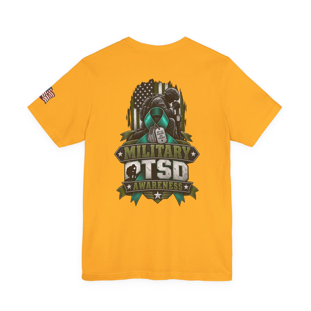 Military PTSD Awareness Tee – Support Veterans Ribbon Graphic Shirt