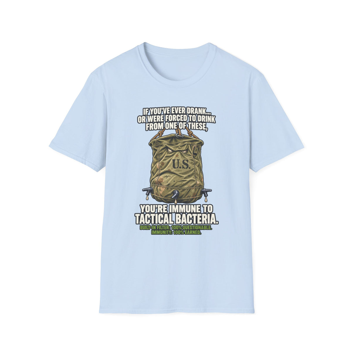 Military Humor T-Shirt – Tactical Canteen Tee for Outdoor Adventures