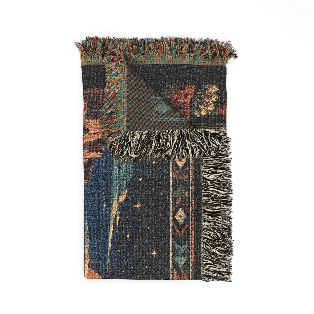 Desert Sunset Woven Blanket — Southwestern Scenic Throw with Moonlit Canyon Design - Battle Born Prints