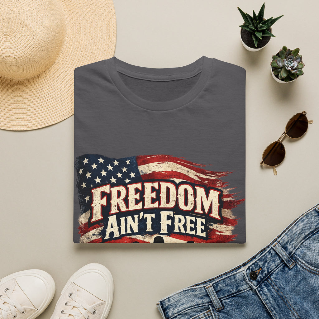 Freedom Ain't Free T-Shirt — Patriotic American Flag & Soldier Memorial Tee