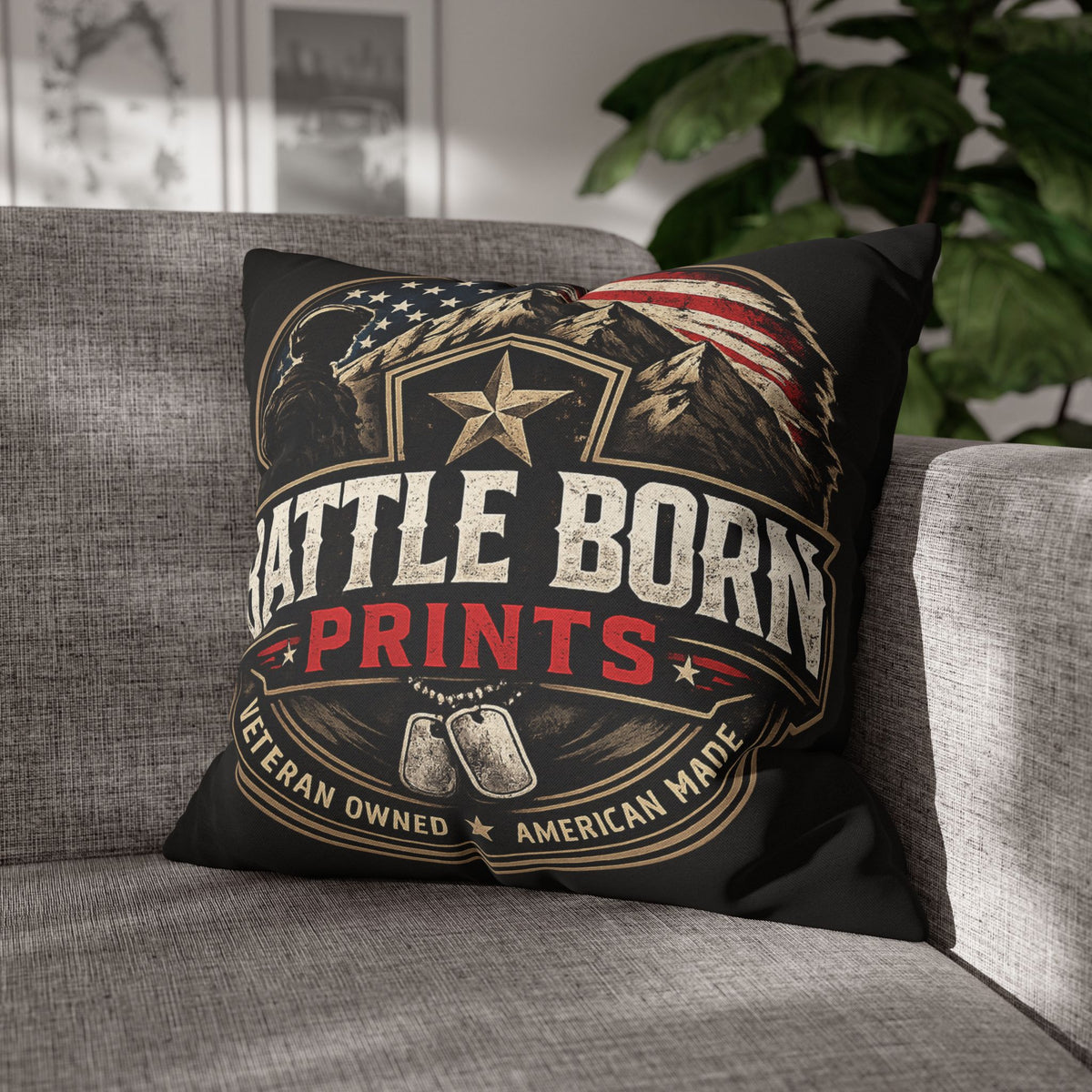 Battle Born Prints Veteran American Flag Accent Pillowcase