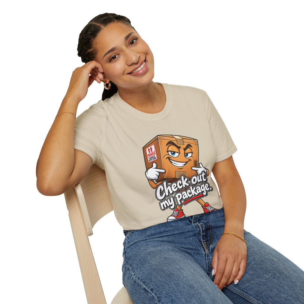 Check Out My Package T-Shirt — Funny Cartoon Box Graphic Tee