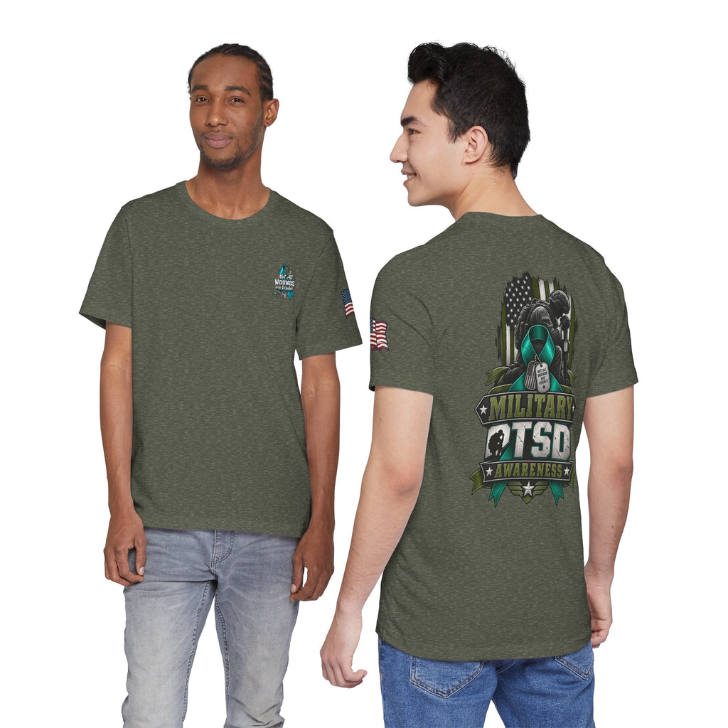 Military PTSD Awareness Tee – Support Veterans Ribbon Graphic Shirt
