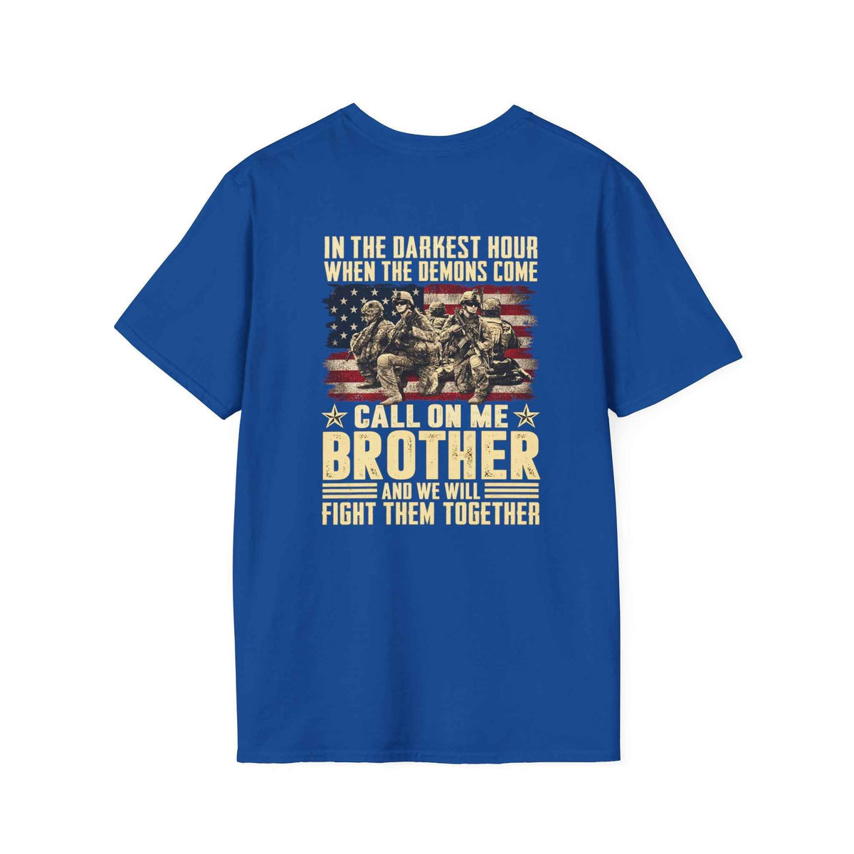 Brotherhood T-Shirt – Unite with Our 'Call On Me Brother' Military Flag Graphic