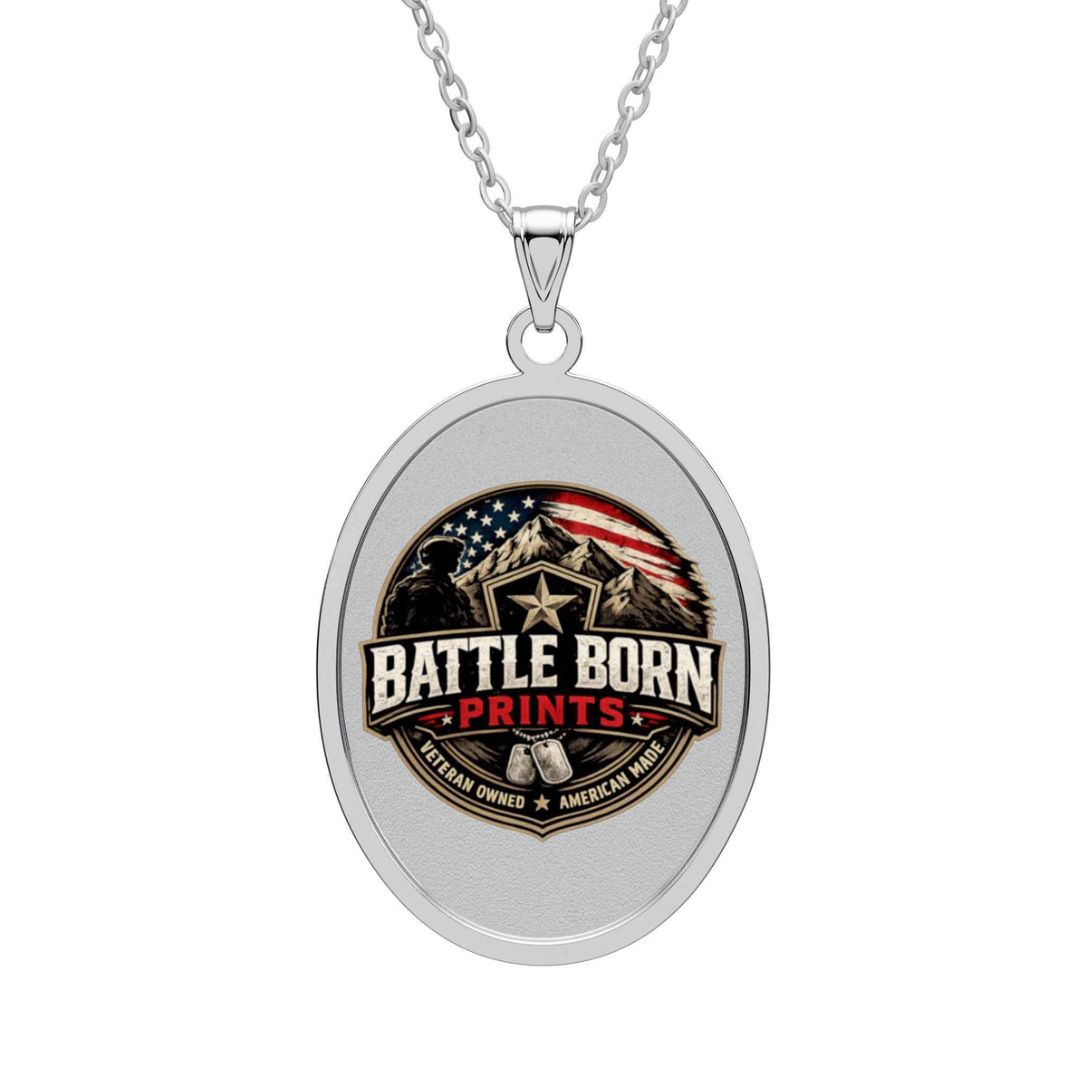 Elegant Oval Pendant Necklace - Embrace Timeless Style with Battle Born Prints