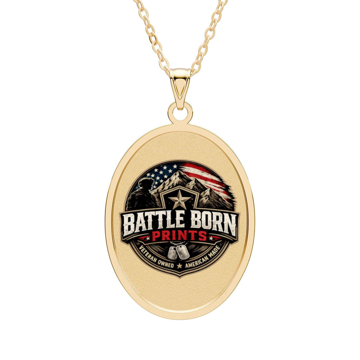 Elegant Oval Pendant Necklace - Embrace Timeless Style with Battle Born Prints