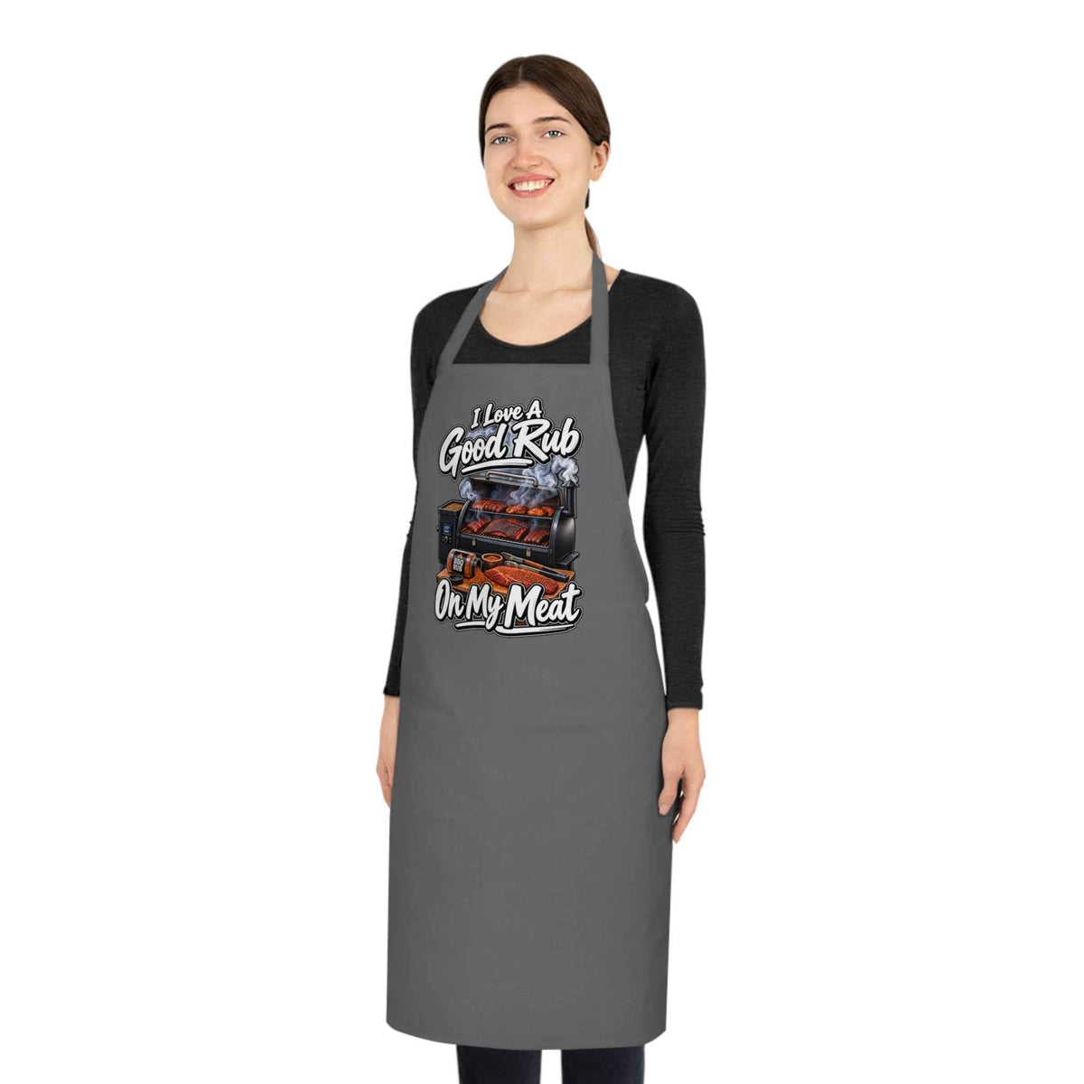 Funny BBQ Grill Apron – "I Love A Good Rub On My Meat" Grillmaster Gift - Battle Born Prints