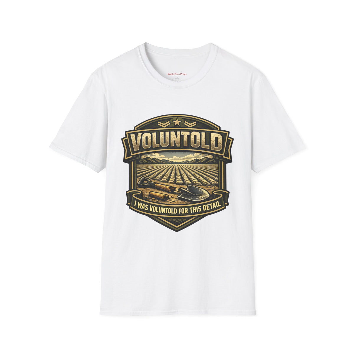 Funny Voluntold Farm T-Shirt – Vintage Humor Military Graphic Tee - Battle Born Prints