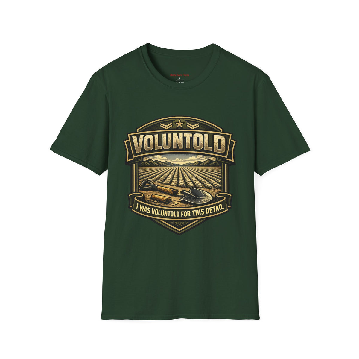 Funny Voluntold Farm T-Shirt – Vintage Humor Military Graphic Tee - Battle Born Prints