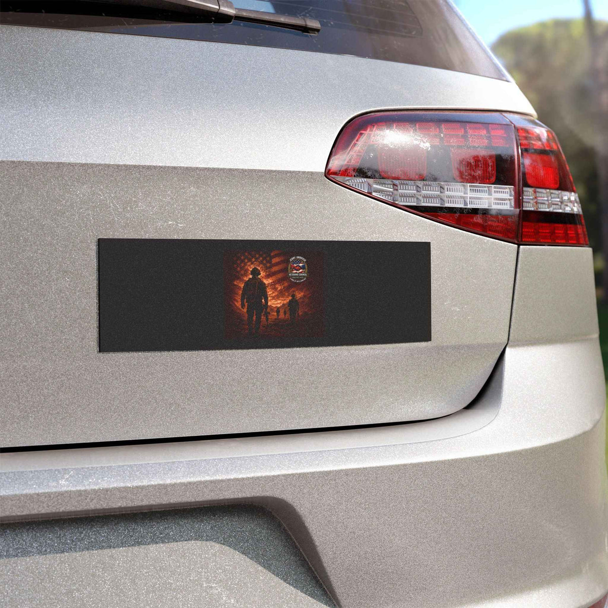 Honor Your Heroes with the Veterans Tribute Car Magnet – Silhouette Soldiers with American Flag