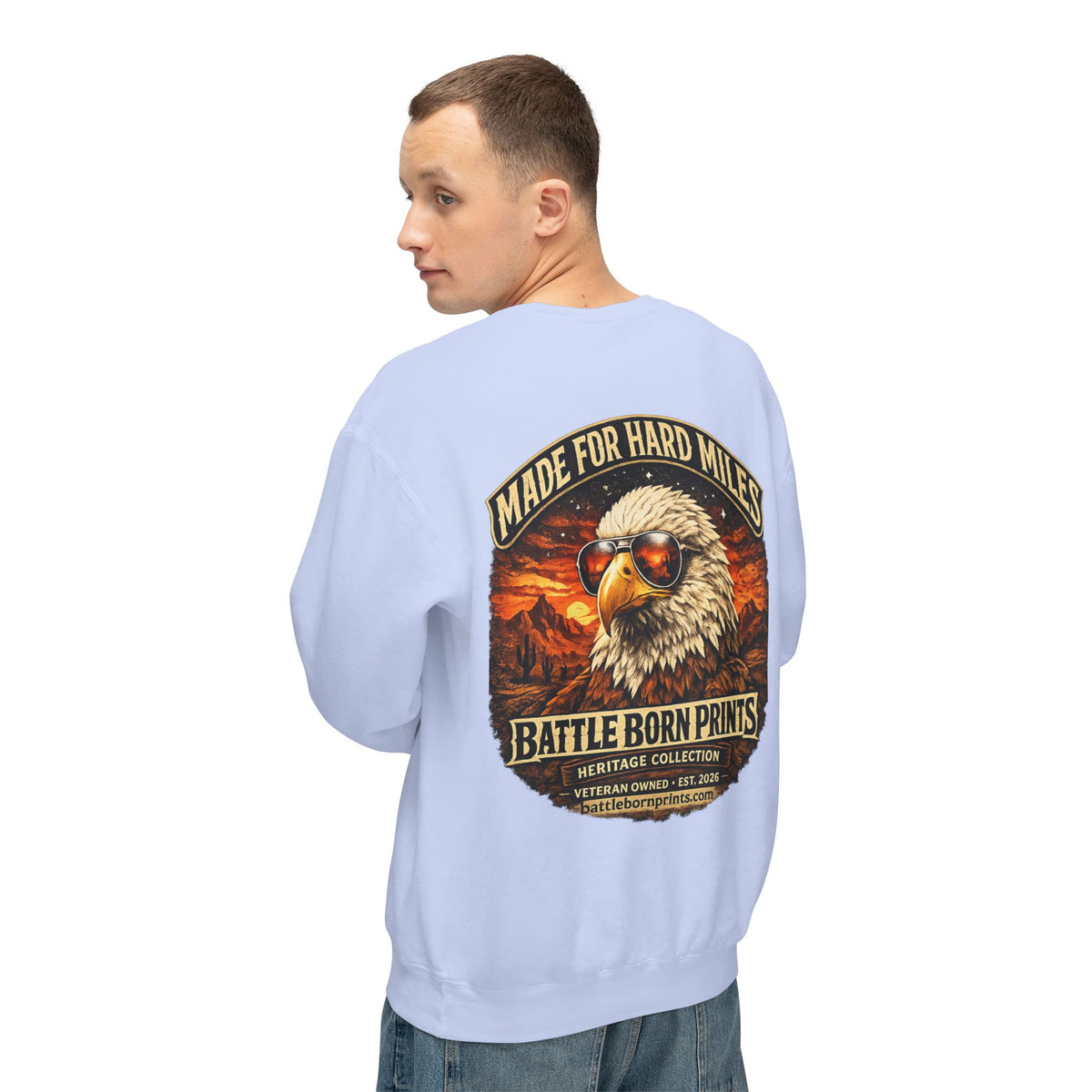 Men's Lightweight Crewneck Sweatshirt – Battle Born Prints Heritage Graphic - Battle Born Prints