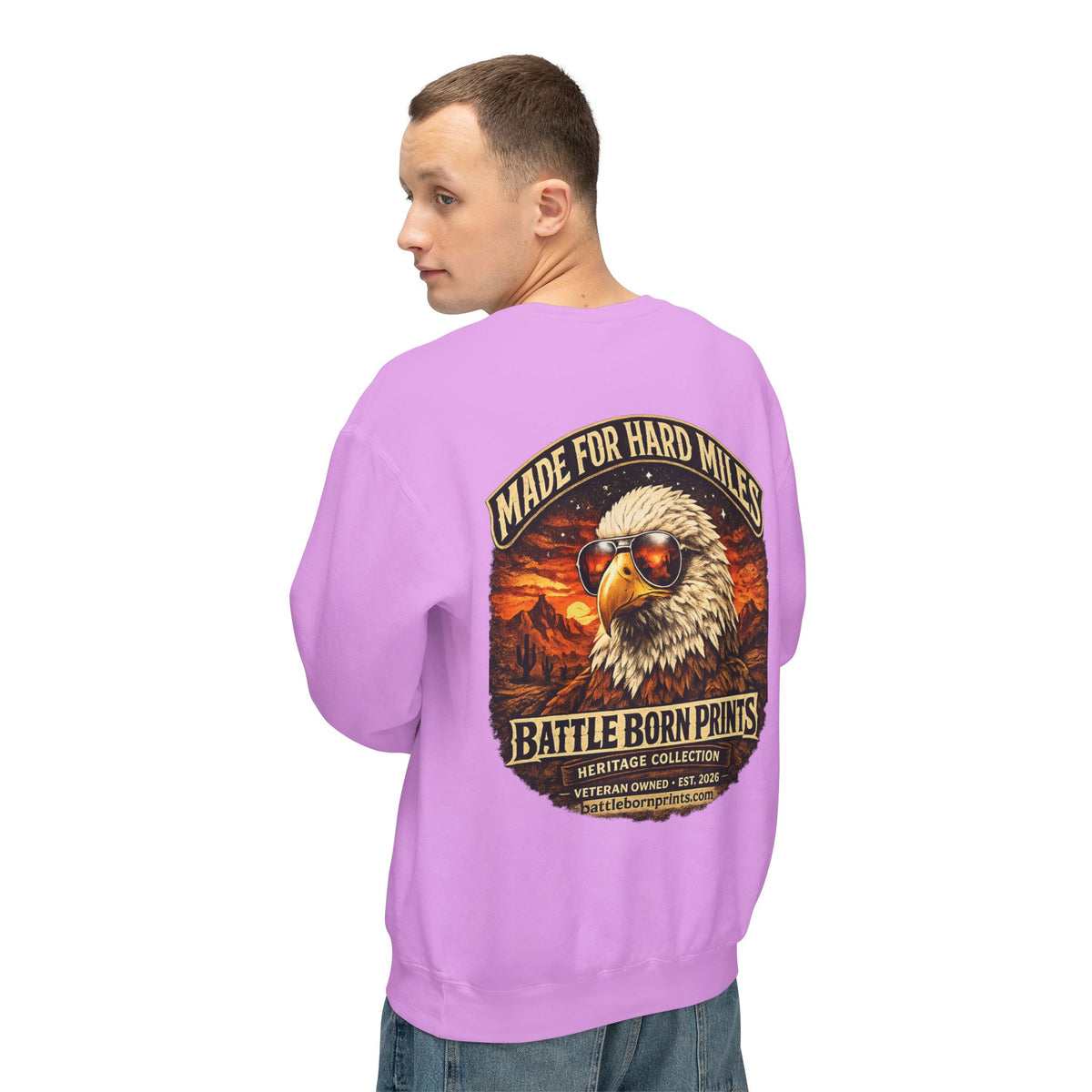 Men's Lightweight Crewneck Sweatshirt – Battle Born Prints Heritage Graphic - Battle Born Prints