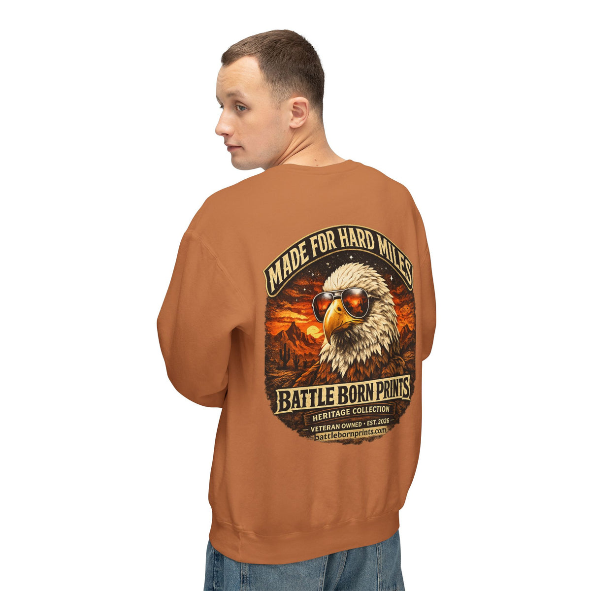 Men's Lightweight Crewneck Sweatshirt – Battle Born Prints Heritage Graphic - Battle Born Prints