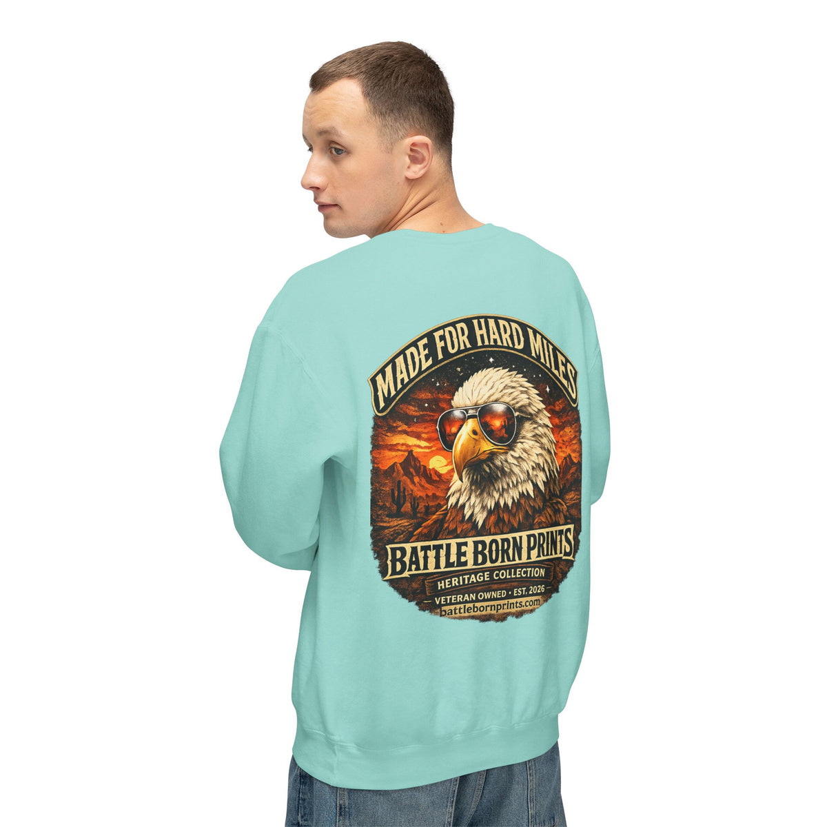 Men's Lightweight Crewneck Sweatshirt – Battle Born Prints Heritage Graphic - Battle Born Prints