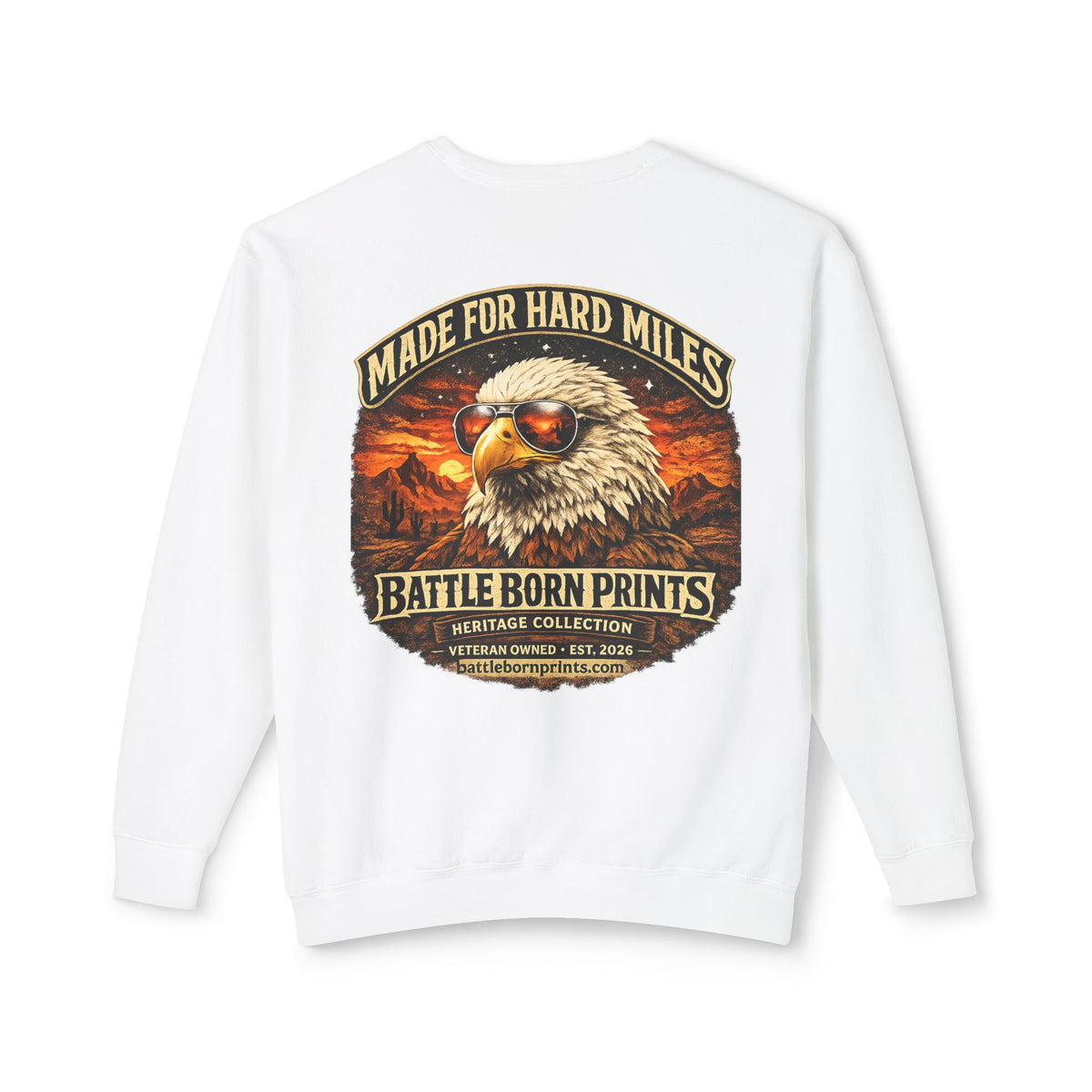 Men's Lightweight Crewneck Sweatshirt – Battle Born Prints Heritage Graphic - Battle Born Prints