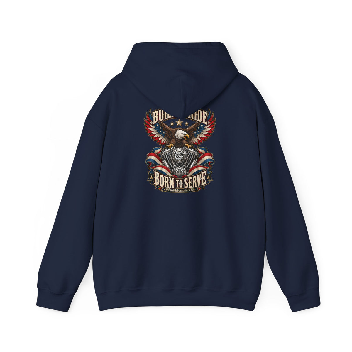 Men's Motorcycle Eagle Hoodie – Patriotic Biker Graphic Fleece Sweatshirt - Battle Born Prints