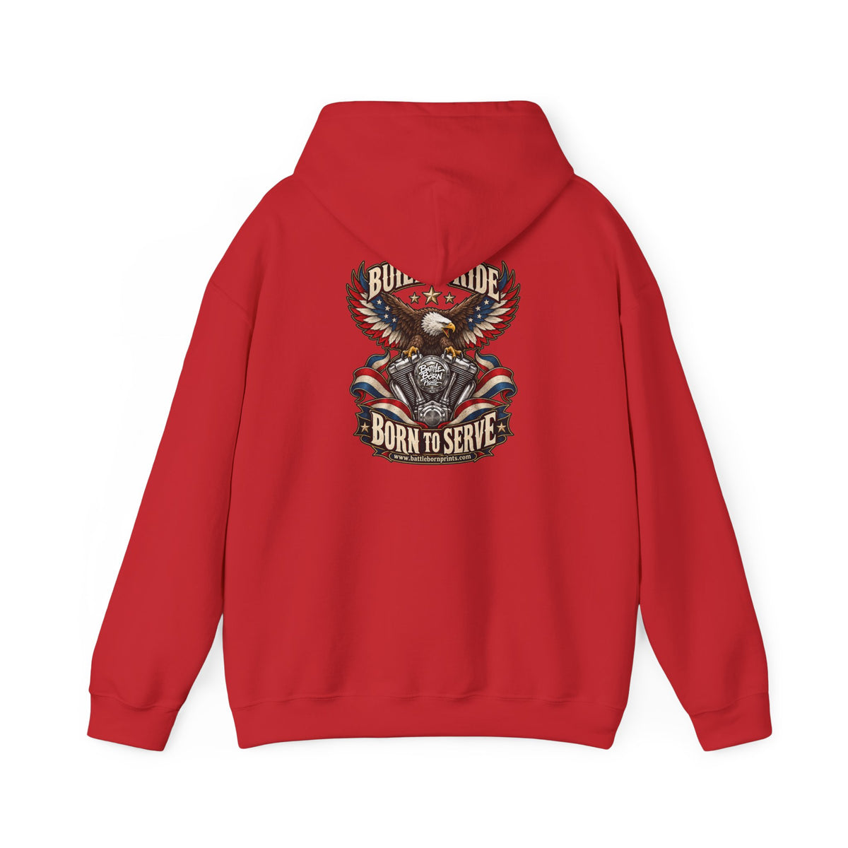 Men's Motorcycle Eagle Hoodie – Patriotic Biker Graphic Fleece Sweatshirt - Battle Born Prints