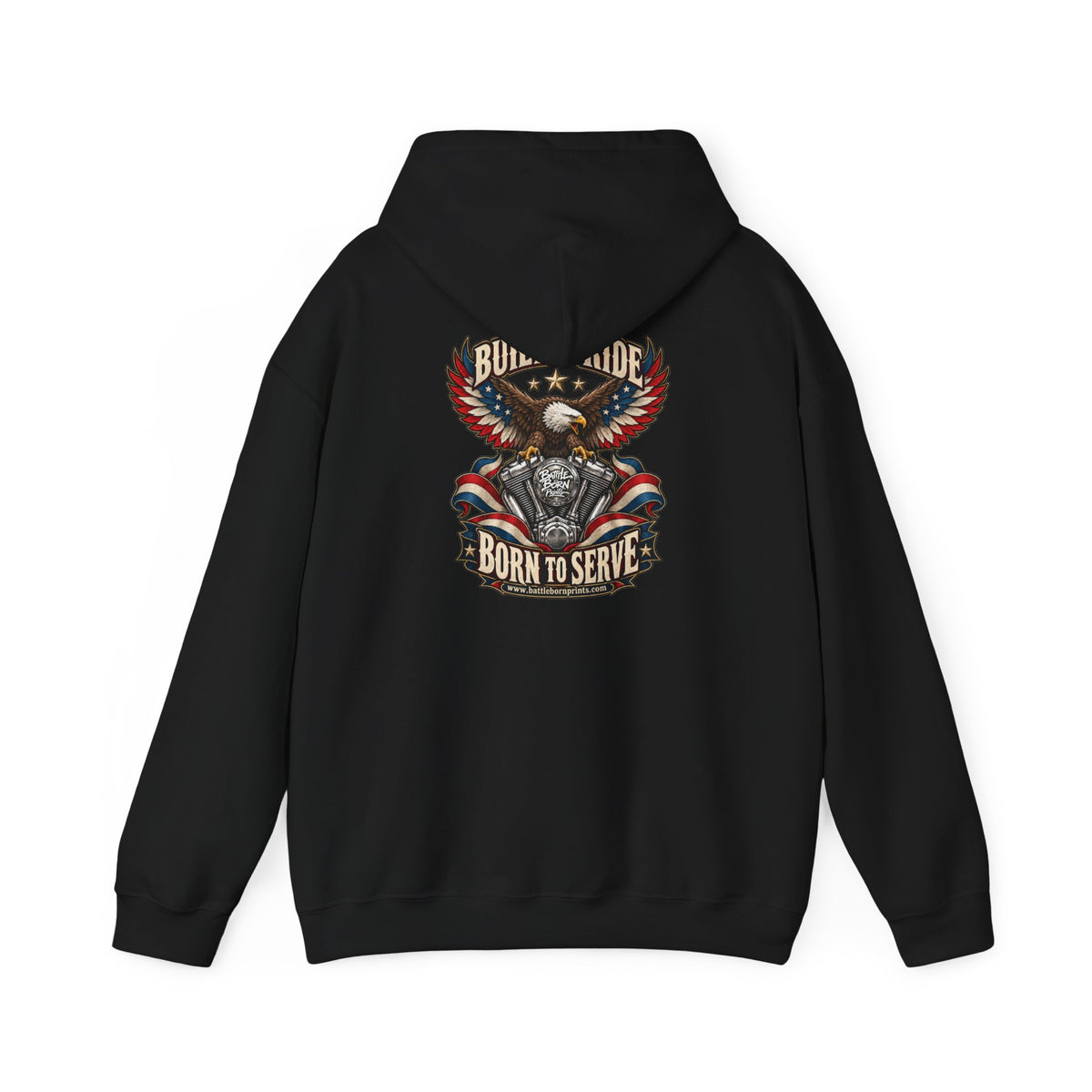 Men's Motorcycle Eagle Hoodie – Patriotic Biker Graphic Fleece Sweatshirt - Battle Born Prints