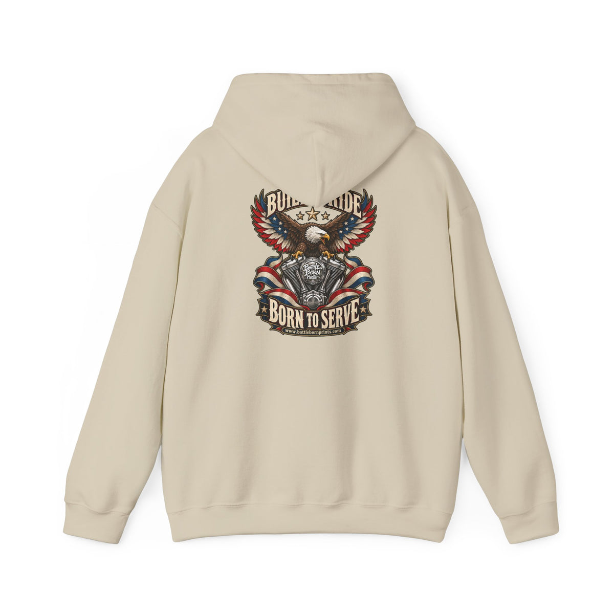 Men's Motorcycle Eagle Hoodie – Patriotic Biker Graphic Fleece Sweatshirt - Battle Born Prints